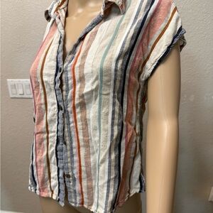 Colorful Striped Button-Down Shirt